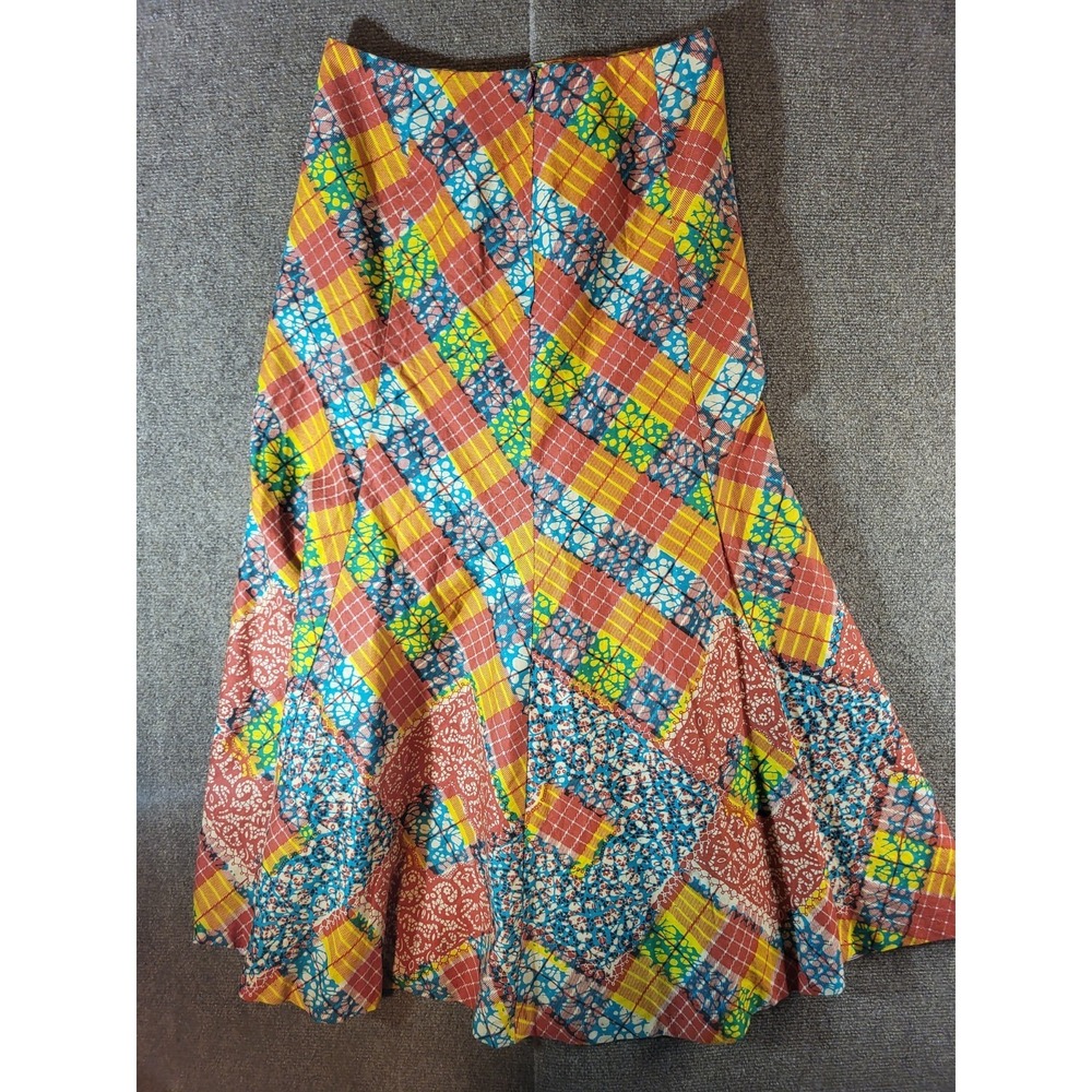 Vintage 1970s Handmade Orange Midi Skirt Retro Groovy Small - Picture 4 of 4